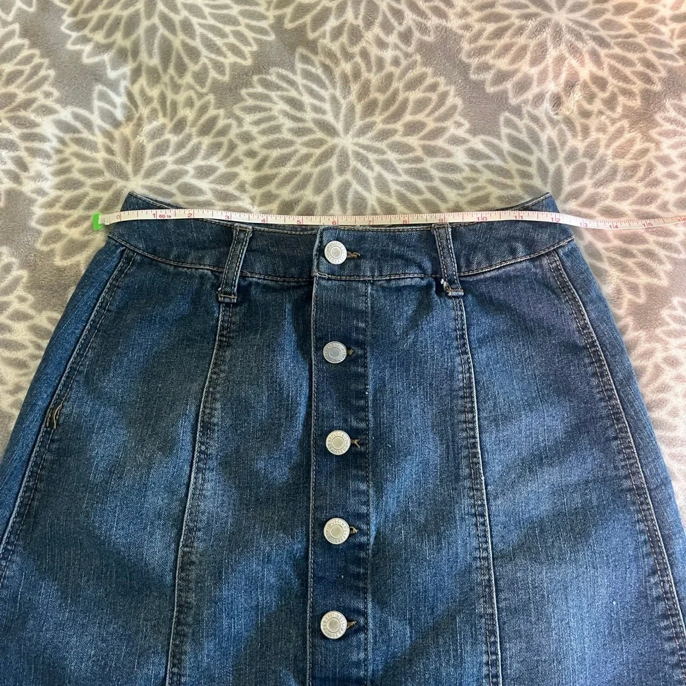 Blue Jean Mini Skirt Womens size 2 Button Front Denim Festival Mid Rise ALine XS